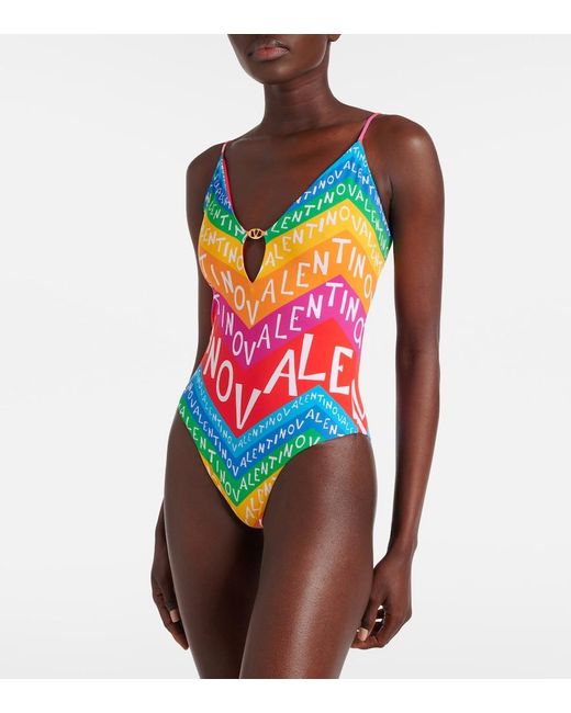 Valentino Blue Logo Swimsuit