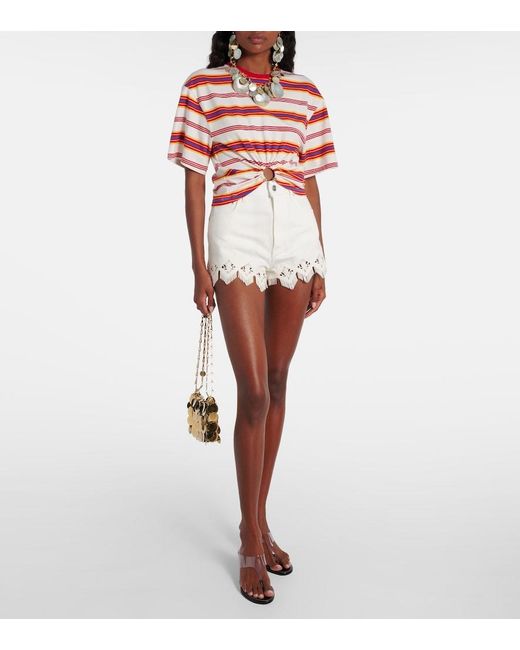 Shorts De Algodon Con Macrame Rabanne de color White