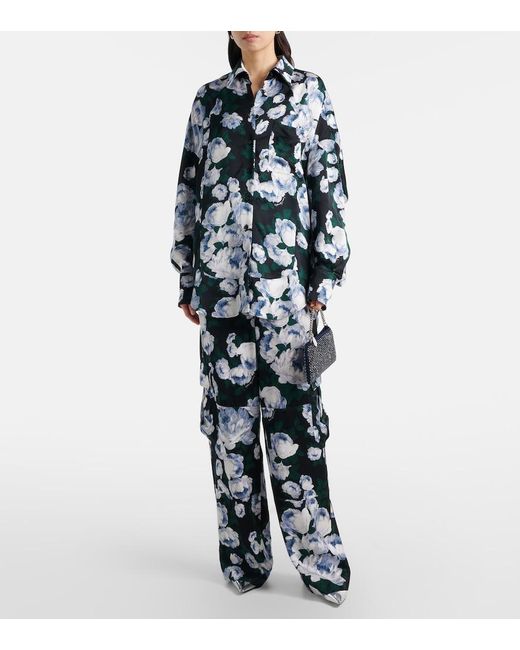 Stella McCartney Black Floral Satin Blouse