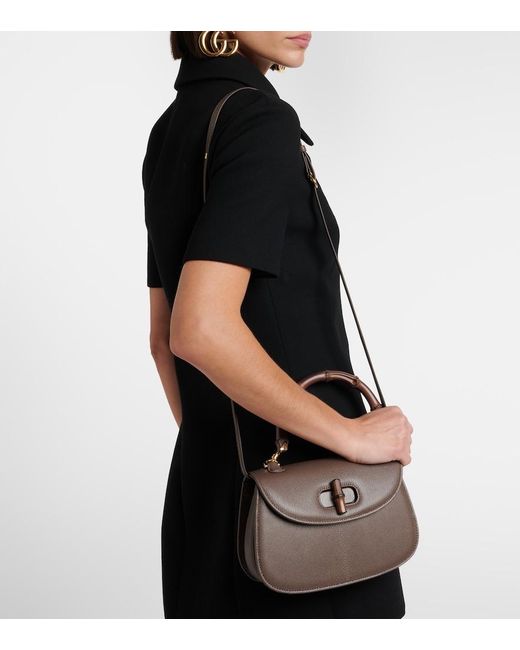 Gucci Brown Bamboo 1947 Small Leather Top-Handle Bag