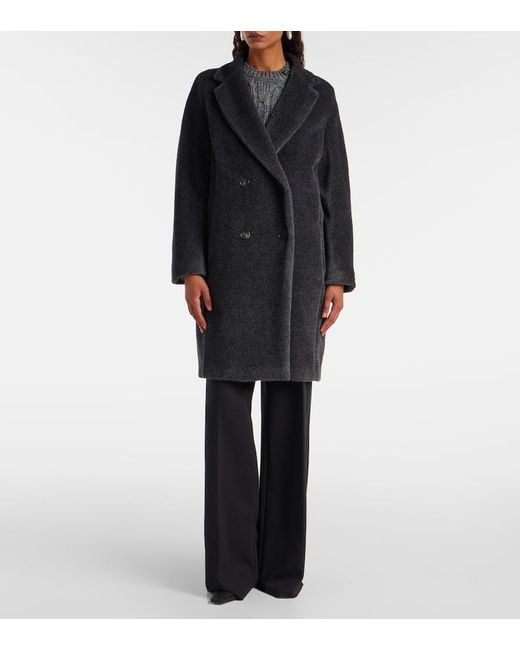 Max Mara Black Mantel Roseto Aus Alpakawolle Und Wolle