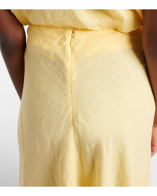 Velvet Yellow Malina Linen Midi Skirt