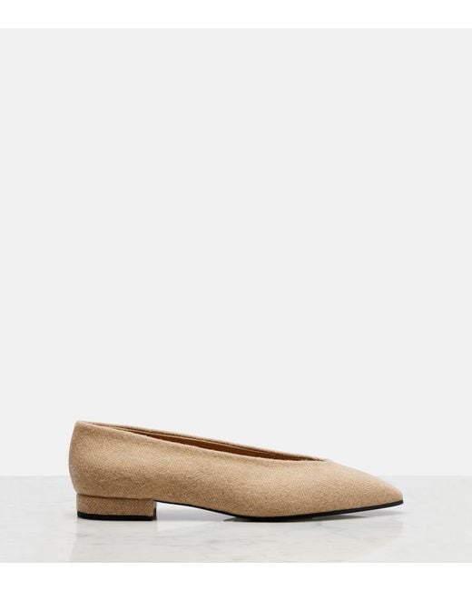 Loro Piana Natural Rebecca Herringbone Ballet Flats