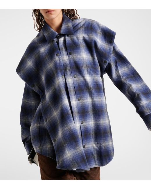 Y. Project Blue Detachable Cotton Flannel Overshirt