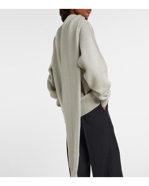 Calvin Klein White Scarf-Detail Cashmere Sweater