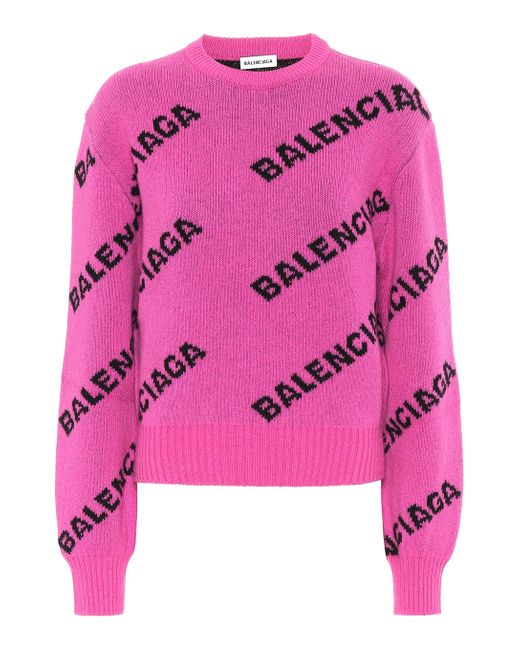 Balenciaga Pink Pullover aus Wolle