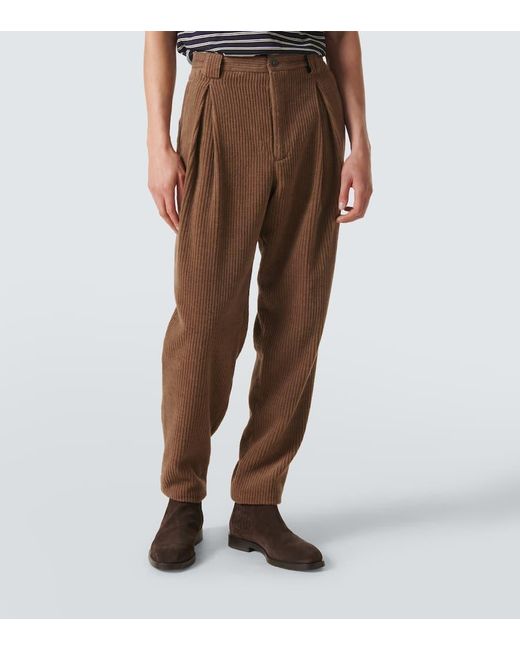 Giorgio Armani Brown Wool And Cashmere Corduroy Tapered Pants for men