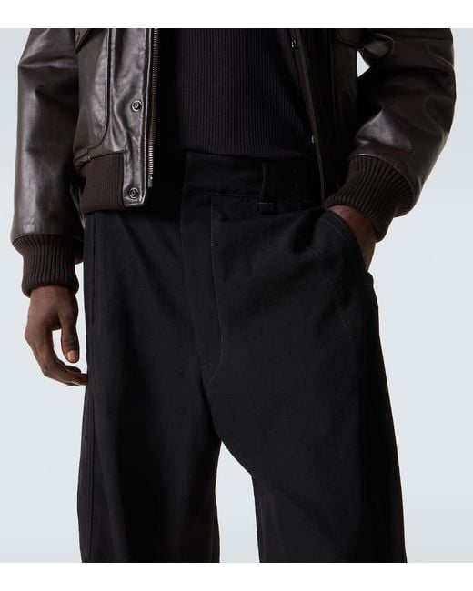 Lemaire Weite Mid-Rise-Hose Aus Woll-Twill in Black für Herren