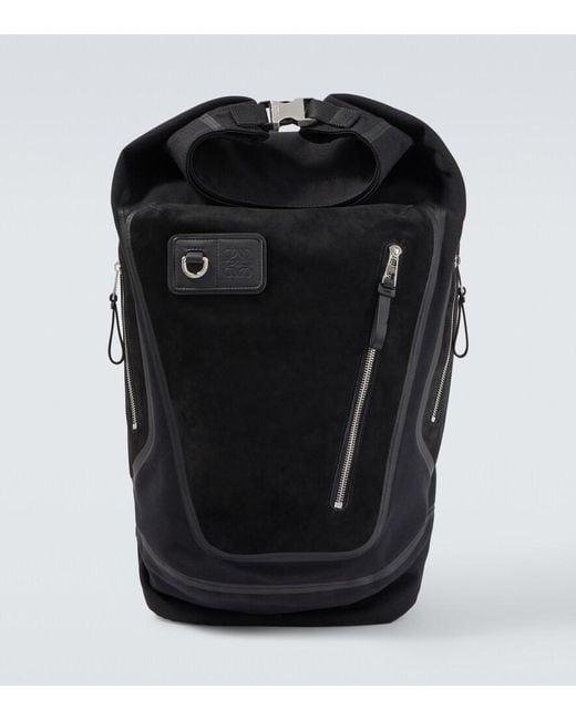 Loewe Black Flex Canvas And Suede Backpack for men