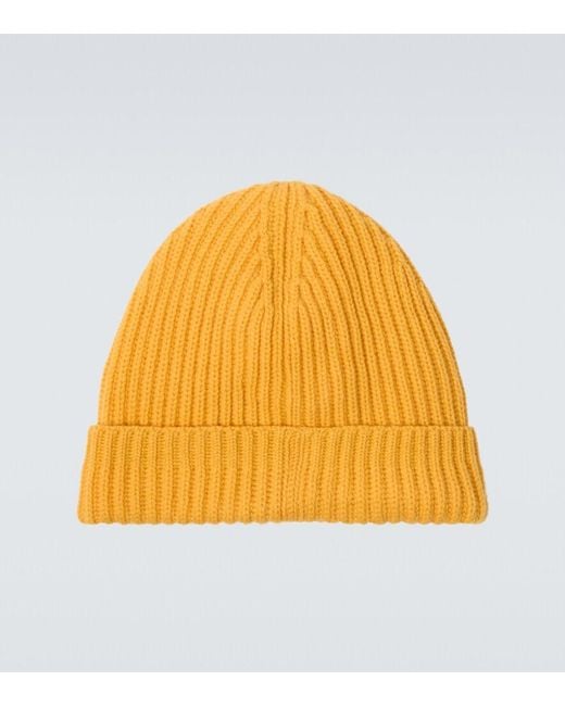 Umit Benan Yellow Paradiso Ribbed-Knit Cashmere Beanie for men