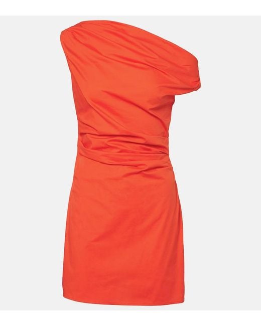 Staud Red Phare Draped Cotton Minidress