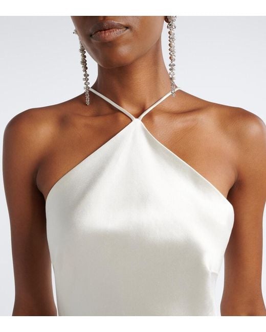Danielle Frankel White Bridal Mari Caped Wool And Silk Gown