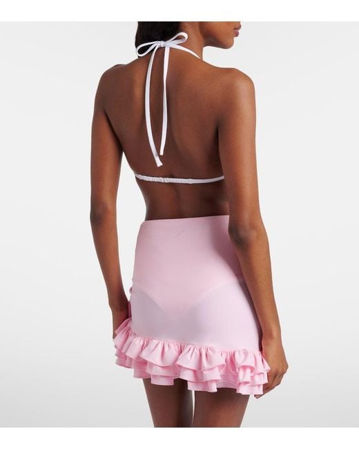 Jacquemus Pink Playa Ruffled Jersey Miniskirt