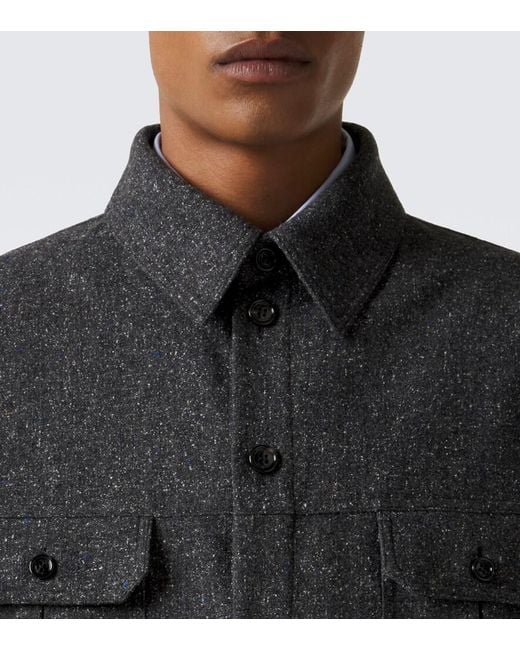Valentino Black Vlogo Wool And Silk-Blend Overshirt for men