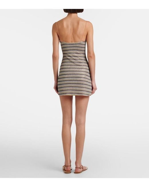 Oseree Gray Lumiere Striped Minidress