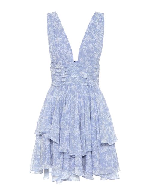 Caroline Constas Paros Floral Minidress in Blue Lyst
