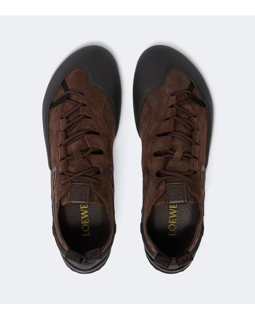 Loewe Brown Grip Anagram Suede Sneakers for men