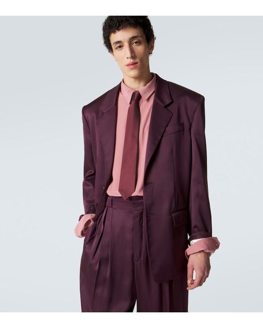 Saint Laurent Purple Silk Taffeta Tie for men
