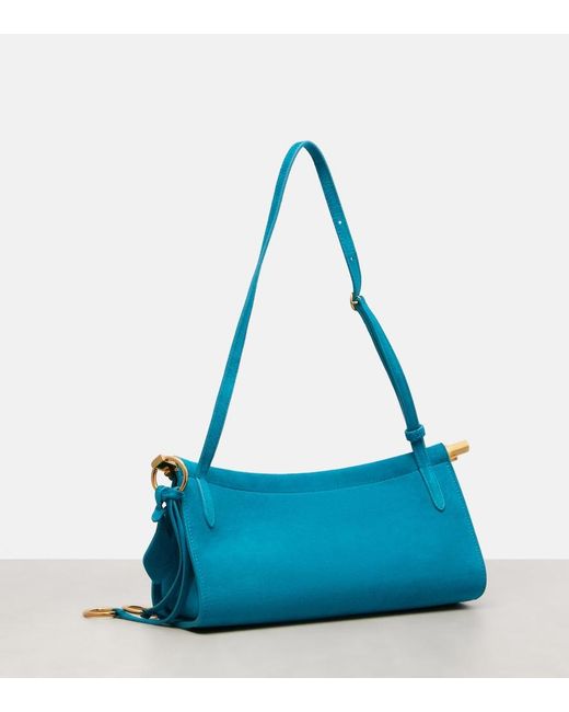 Alaïa Blue Le Click Small Suede Shoulder Bag
