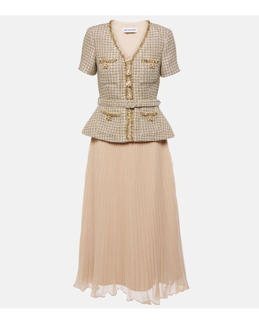 Self-Portrait Natural Midikleid Mit Boucle