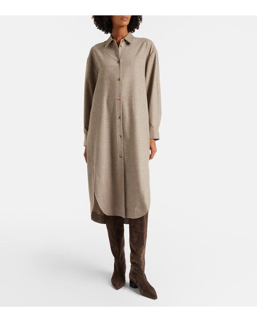 Khaite Natural Gloria Wool And Cashmere Shirt Dress