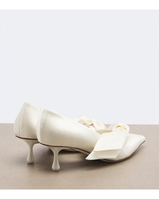 Jimmy Choo White Issy Bow-Detail Satin Pumps