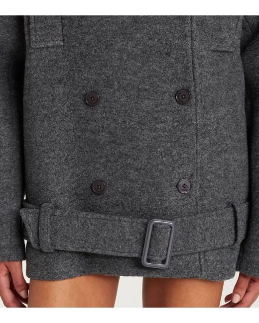 Frankie Shop Gray Scothern Virgin Wool Peacoat