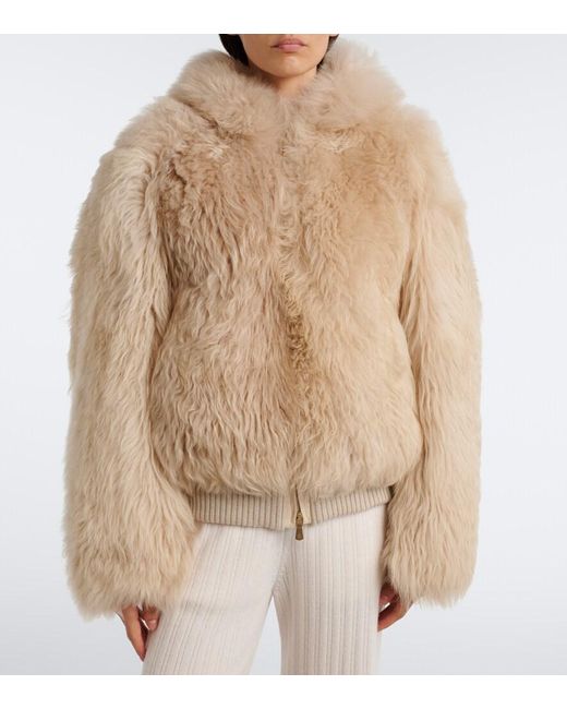 Eleventy Natural Hooded Shearling Jacket