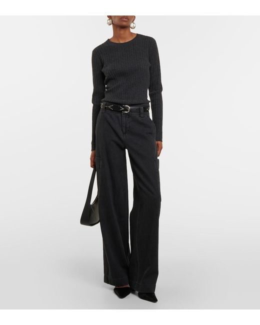 Vince Black Mid-Rise Cargo Jeans