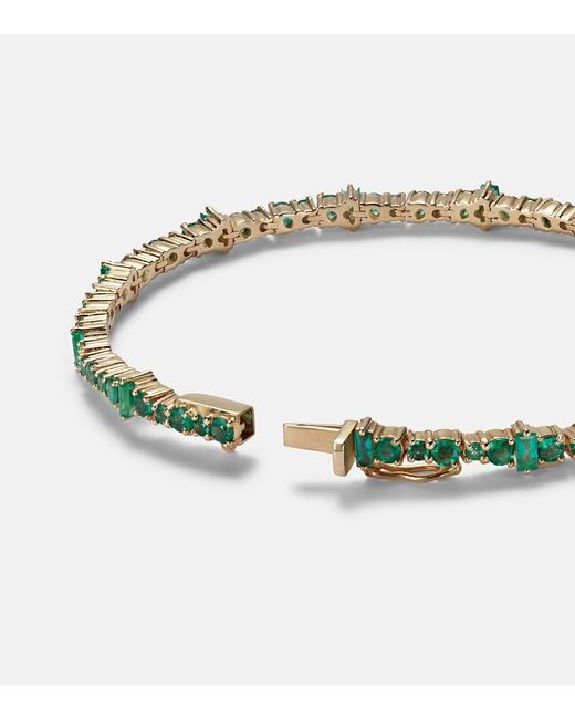 Ileana Makri Multicolor Rivulet 18kt Gold Bracelet With Emeralds