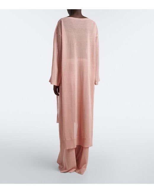 Alaïa Pink Knitted Linen And Silk Kaftan