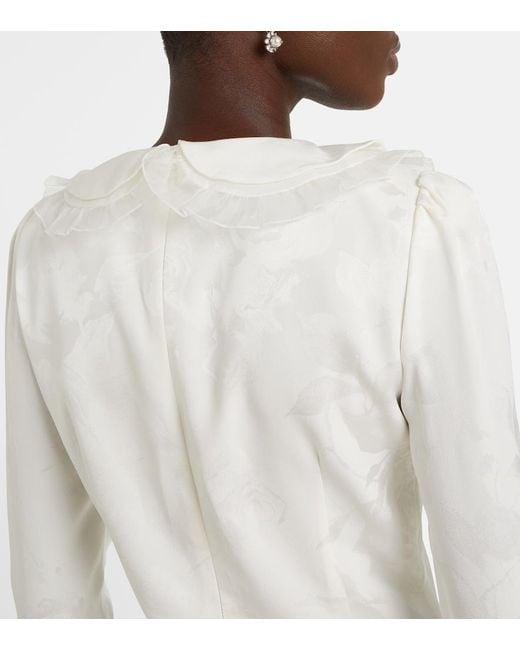 Alessandra Rich White Bow-Detail Floral Jacquard Minidress