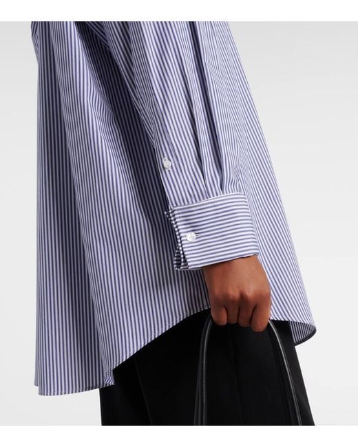 The Row Blue Ment Bengal Stripe Cotton Poplin Shirt