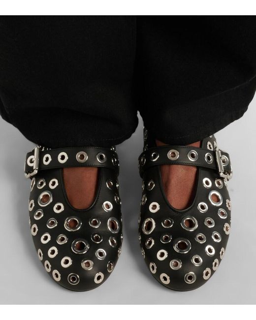 Alaïa Black Studded Leather Ballet Flats