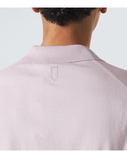 Canali Pink Cotton And Silk Polo Shirt for men