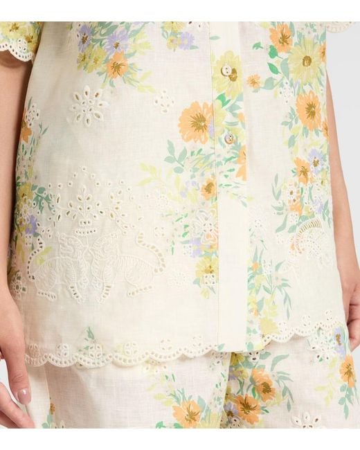 Chemise Juliette En Lin A Fleurs ALÉMAIS en coloris Metallic