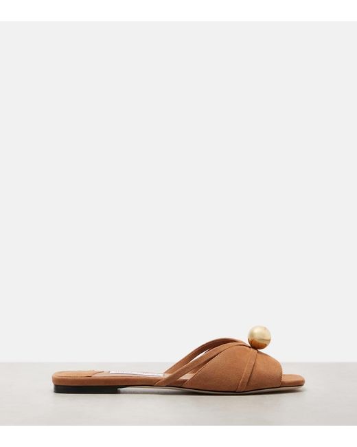 Jimmy Choo Brown Siva Suede Slides