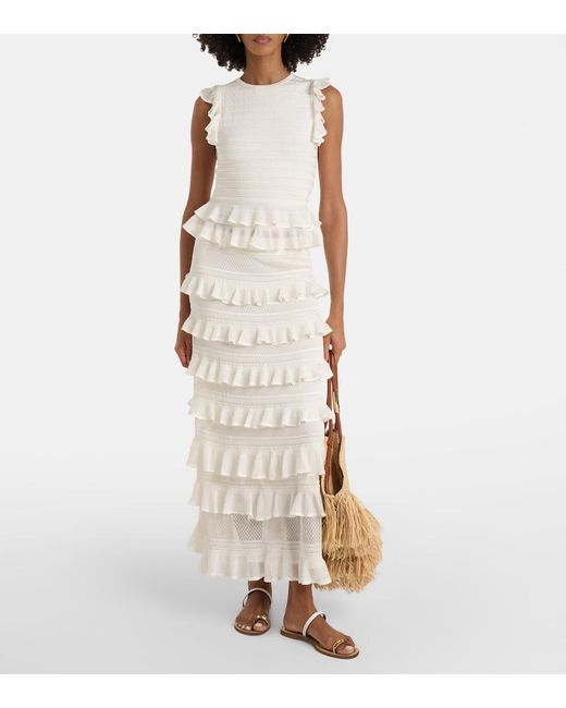 Zimmermann White Luna Ruffled Top