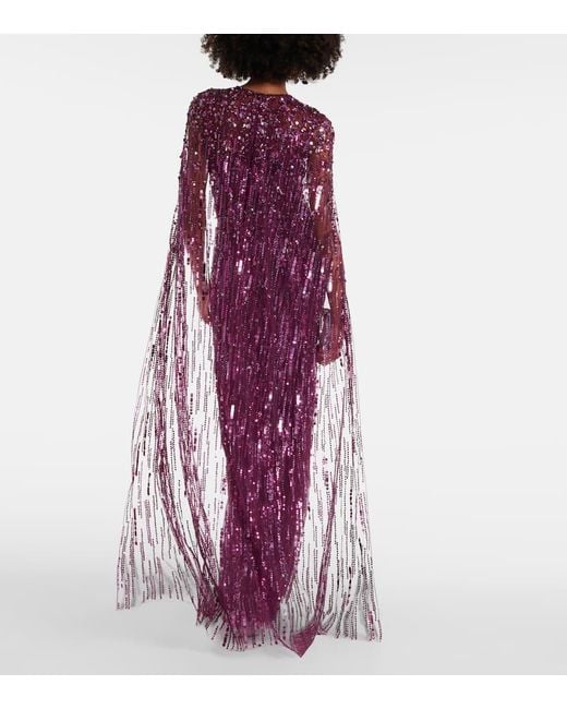 Vestido de fiesta Ruby adornado Jenny Packham de color Purple