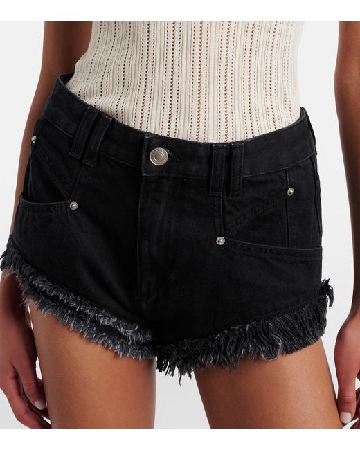 Isabel Marant Black Eneidala Faded Denim Shorts