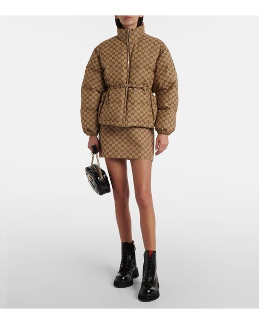 Gucci Brown Gg Canvas Down Jacket
