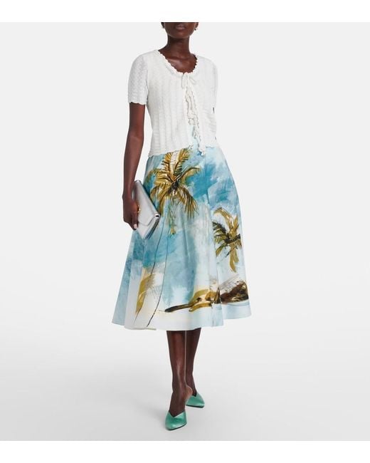 Oscar de la Renta White Pointelle Cotton And Silk Cardigan