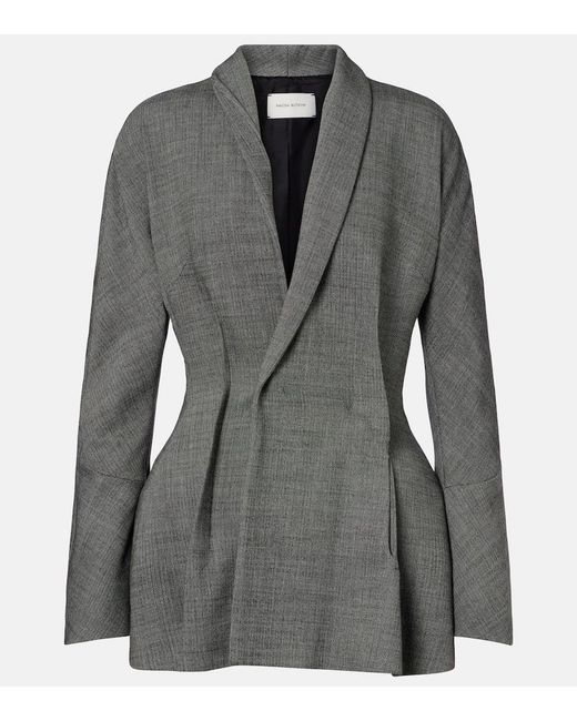 Magda Butrym Gray Draped Wool-Blend Blazer