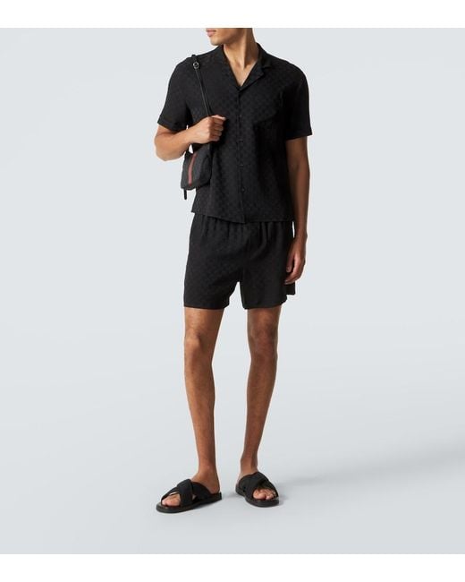 Gucci Black Logo Jacquard Sandals for men