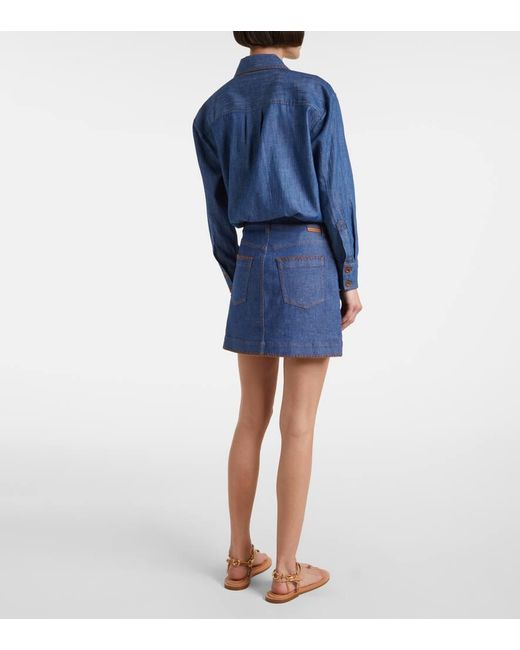 Zimmermann Blue Ascension Denim Miniskirt