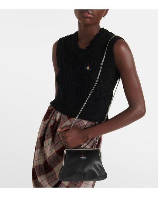 Vivienne Westwood Black Granny Frame Leather Tote Bag