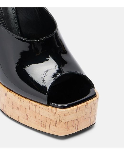 The Attico Black Ornella Patent Leather Platform Slingback Pumps