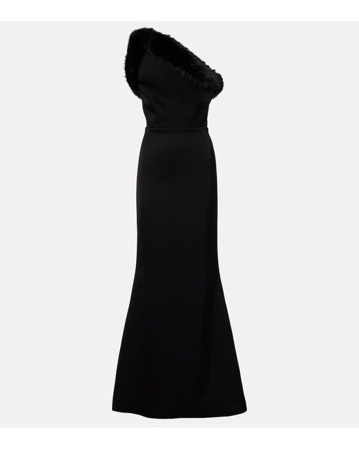 David Koma Black One-Shoulder Bustier Gown