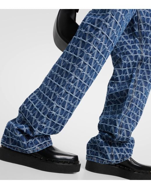 Valentino Blue Toile Iconographe Wide-leg Jeans