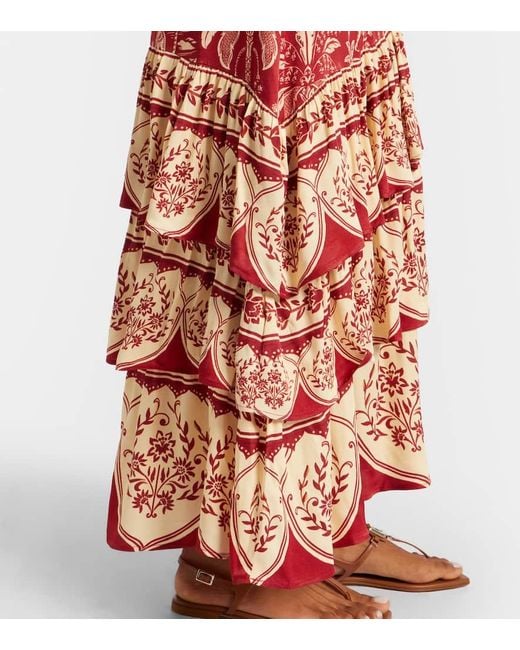 Farm Rio Haras Printed Tiered Maxi Dress